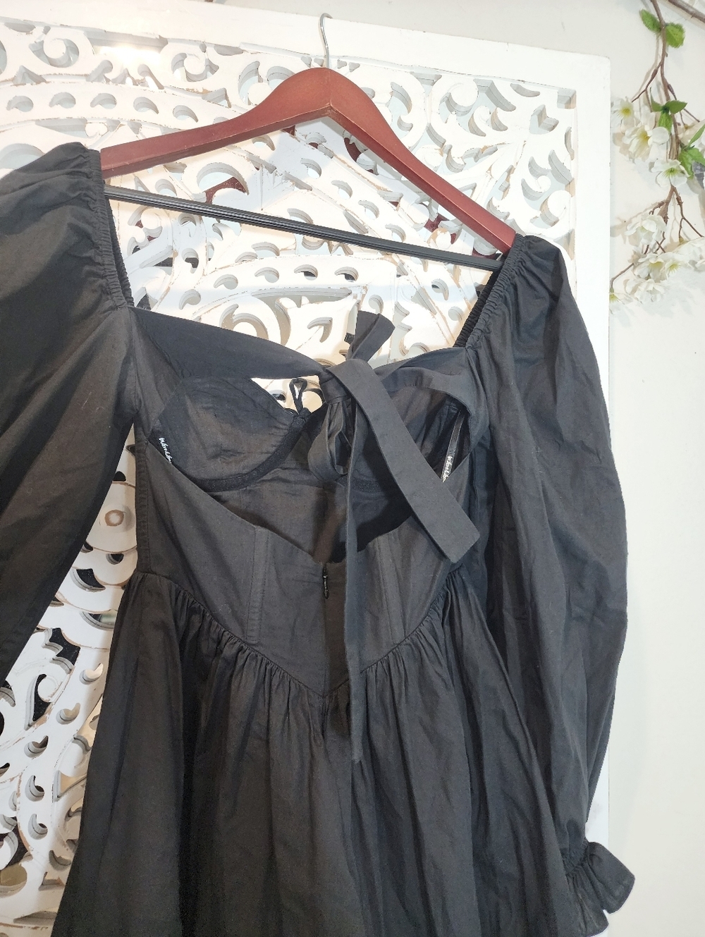 FOR THE LOVE & LEMONS RUTH MINI BLACK DRESS LONG SLEEVES W RUFFLES WOMENS XSMALL - Picture 10 of 14